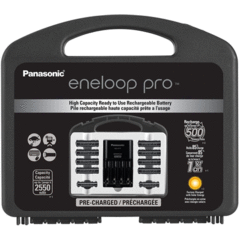 Panasonic K-KJ17KHC82A eneloop pro High Capacity Power Pack, 8AA, 2AAA, with "Advanced" Individual Battery Charger and Plastic Storage Case